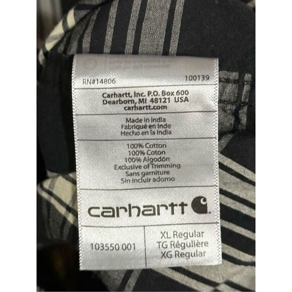 Men’s Carhartt Plaid Short Sleeve Button-Up Shirt Size Extra Large - Picture 5 of 5